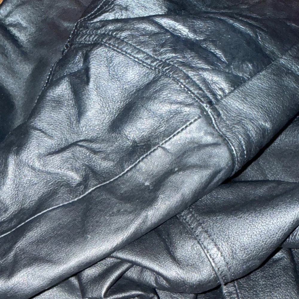 VINTAGE Men's Black Leather Hooded Charles Klein Jacket (2XT)